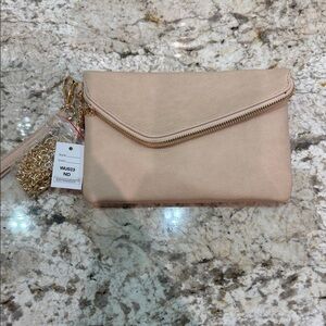 Chic Beige Clutch with Gold Accents